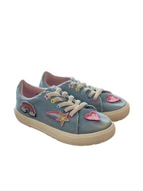 Wonder Nation Toddler Girls Denim  Slip-On Court Low Too Sneakers with Patches